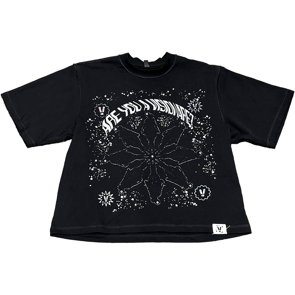 ARE YOU A VISIONAIRE REVERSE STITCHED CROPPED TEE