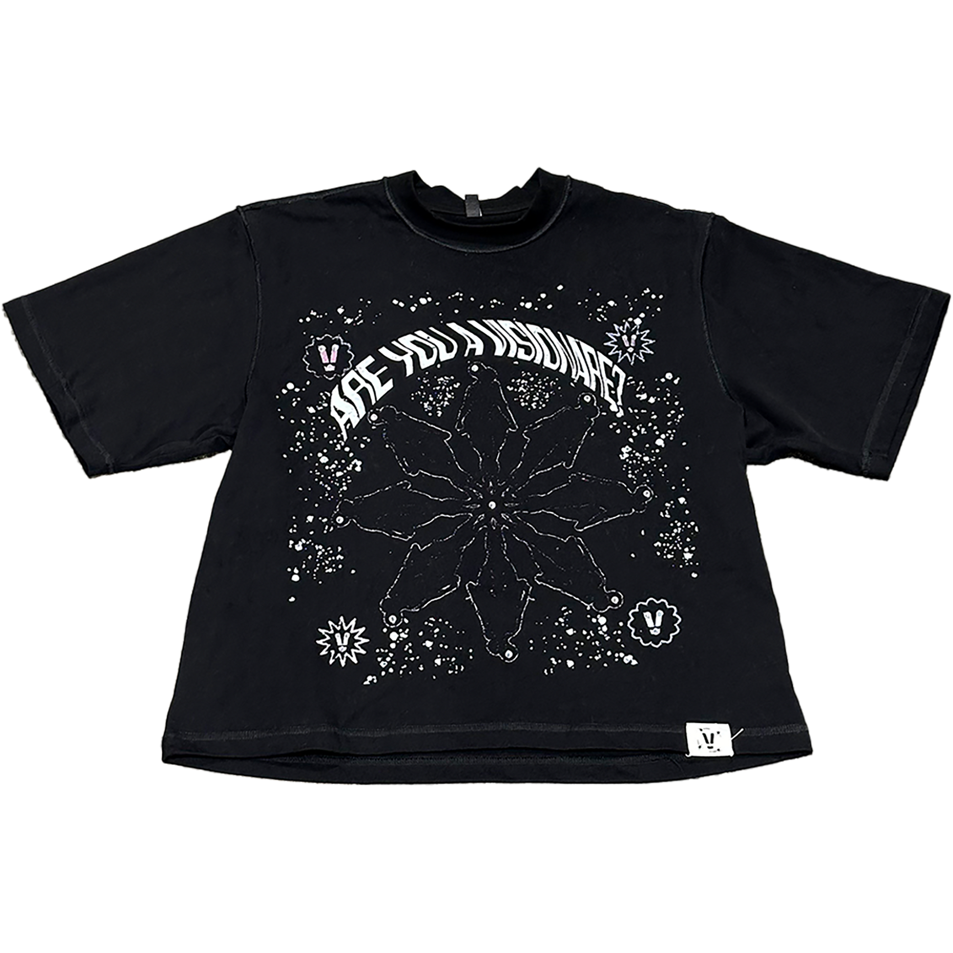ARE YOU A VISIONAIRE REVERSE STITCHED CROPPED TEE