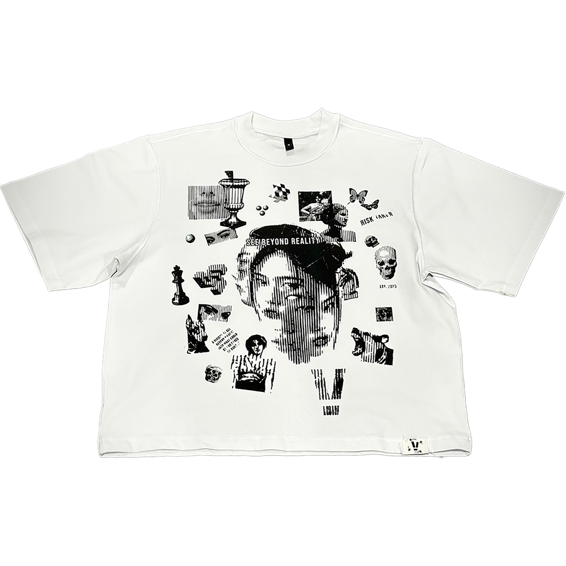 BEYOND REALITY REVERSE STITCHED CROPPED TEE
